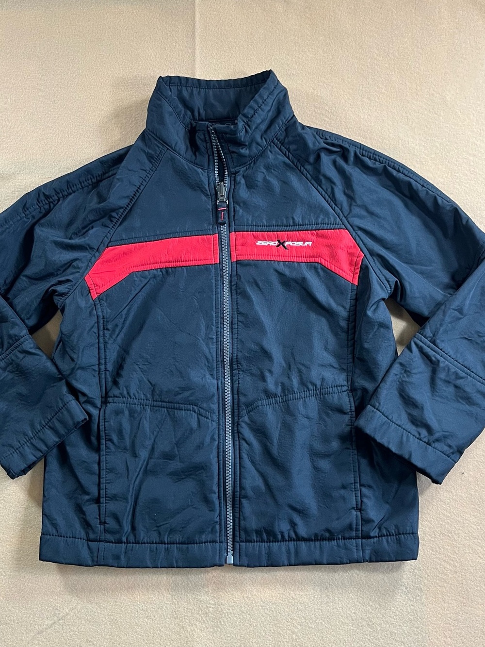 ZeroXposur Black Puffer Jacket with Red Chest Accent